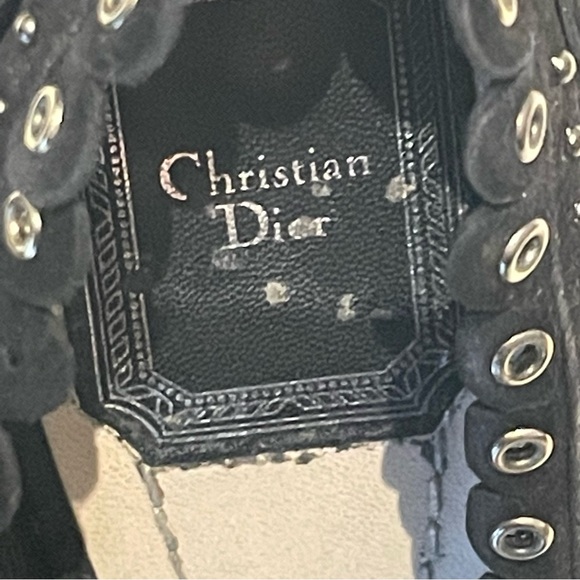 CHRISTIAN DIOR Silver Eyelet Black Heels!!!! - Picture 2 of 3